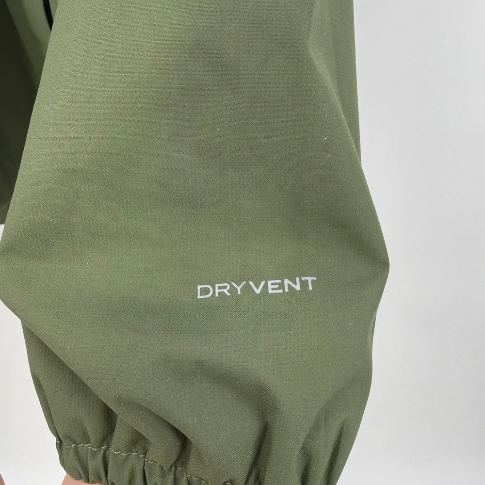 The North Face Girls Large Green DryVent Hooded Rain Jacket Pink Lining L 14/16